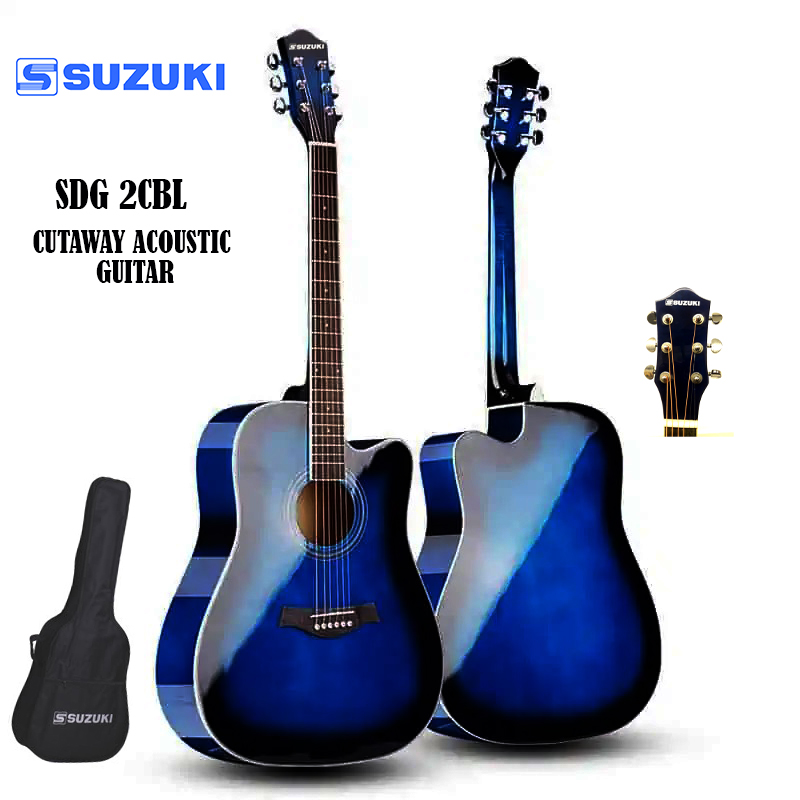 Suzuki Dreadnaught Cutaway Steel String Acoustic Guitar With Free Bag(Blue Burst) - SDG 2CBL